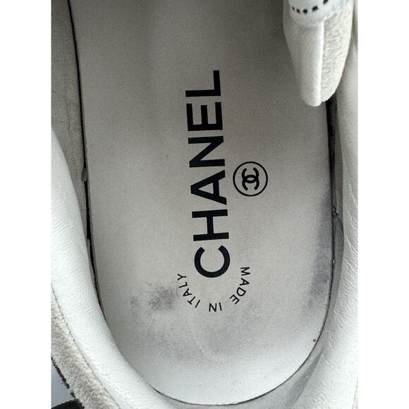 Chanel Fabric Women’s Logo Sneakers in Black and White, Size 37.5 - Picture 11 of 16